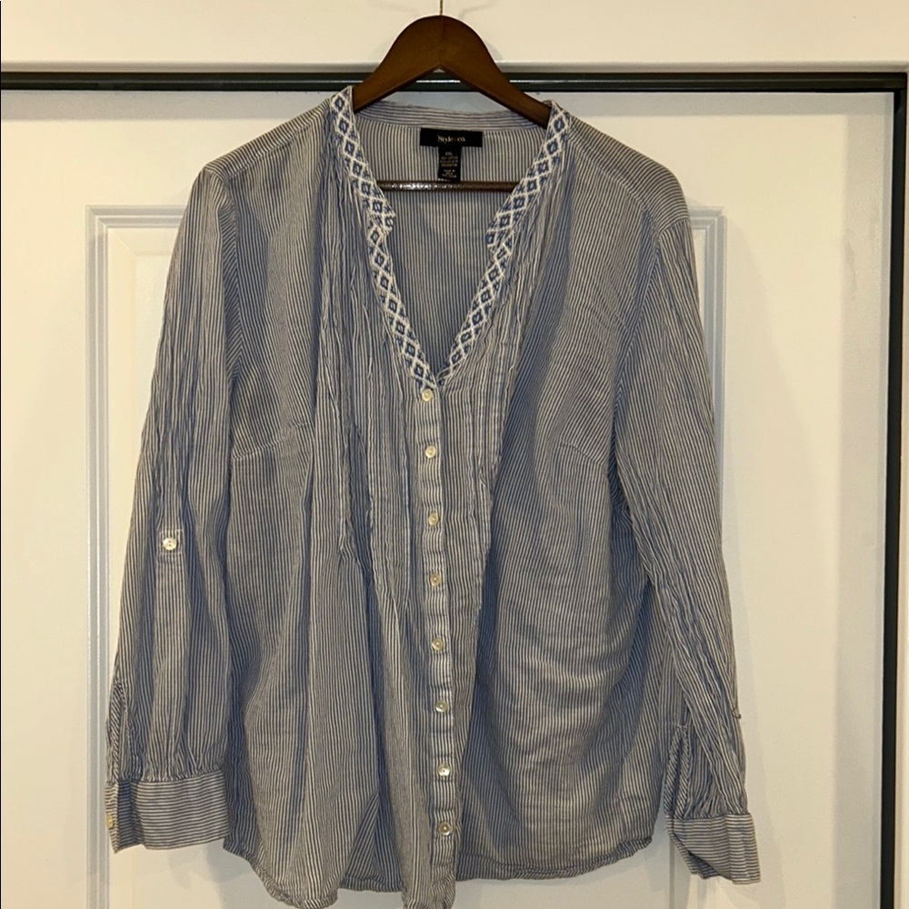 Style & Co Blue Striped Shirt